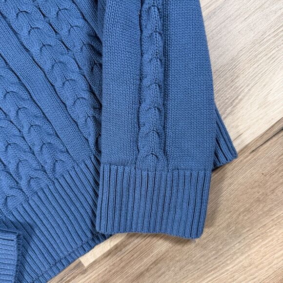 Lauren Ralph Lauren Sweater XXL Blue Cable-Knit Cotton Crewneck Puff Sleeve NWT - Picture 9 of 12
